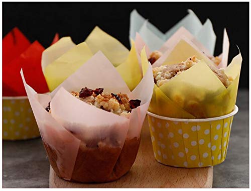 200 PCS Tulip Cupcake Liner Baking Cups Paper Cupcake and Muffin Baking Cups for Baby Showers,Weddings, Birthdays, Colourful and Natural (Ten Color)