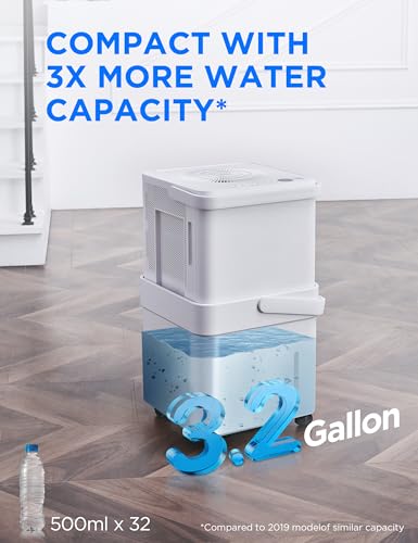 Smart Cube 20 Pint Dehumidifier with Drain Hose for Basements and Homes