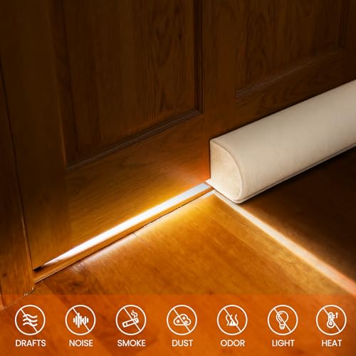 Adjustable Velvet Door Draft Stopper & Blocker - Fits 30" to 36" Doors