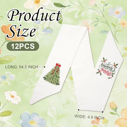 12 Pcs Seasonal Wreath Sash Embroidery Ribbon for Front Door Decor