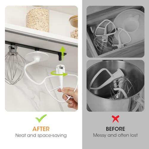 Metal Stand Mixer Attachment Holder - 4-Hook Kitchen Storage Organizer