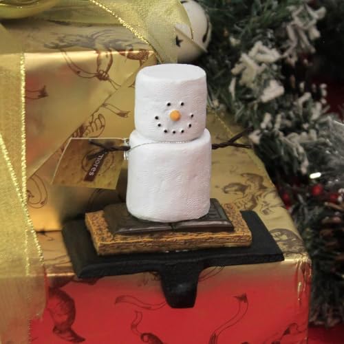 Festive Christmas Stocking Holder with S'mores Design - Resin Decor for Mantel or Tabletop