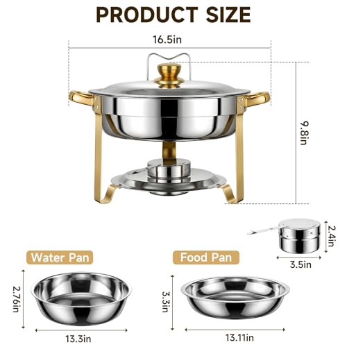 KEGDAN 2-Pack 6QT Stainless Steel Chafing Dishes with Lids & Holders for Buffet & Catering