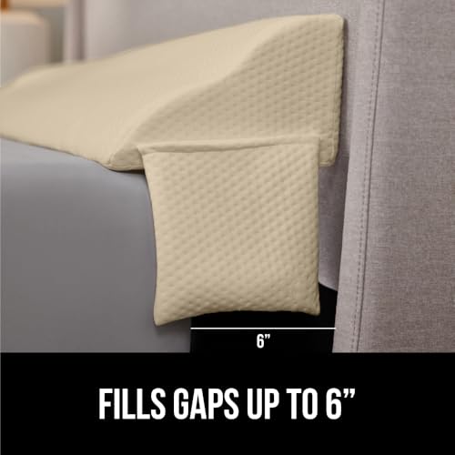 GORILLA GRIP Patent Pending Bed Wedge Pillow Headboard Gap Filler, US Designed, Comfortable Supportive High Density Foam Pillows, Stay in Place Gripping Dots, Wedges Between Mattress, Full Size Cream