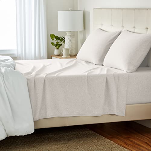 100% Cotton Jersey Knit Queen Bed Sheet Set - Deep Pocket 4-Piece