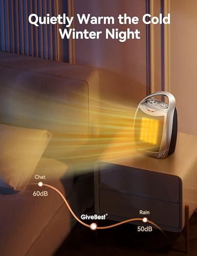 Portable Ceramic Space Heater with Thermostat & Safety Protection
