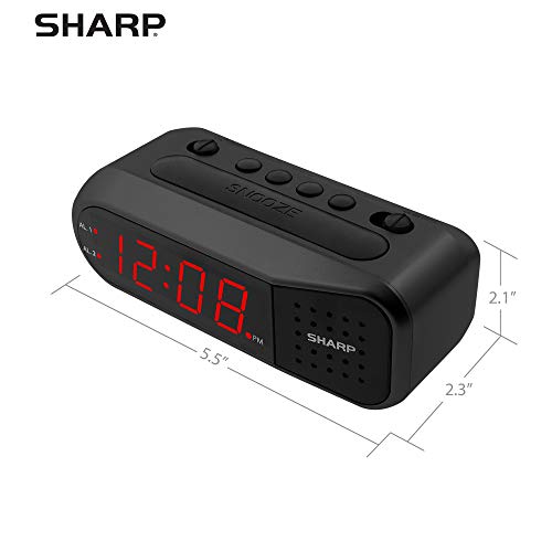 Digital Alarm Clock for Heavy Sleepers - Dual Alarm, Red LED, Battery Backup