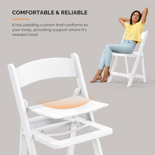 8-Pack Resin Folding Chairs with Padded Seats for Indoor and Outdoor Events