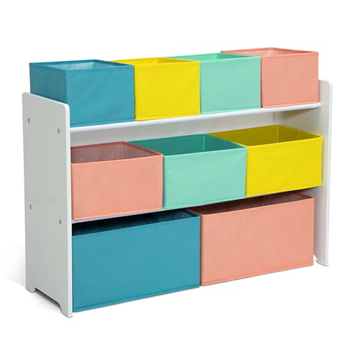 Deluxe Multi-Bin Toy Organizer with 9 Storage Bins - White