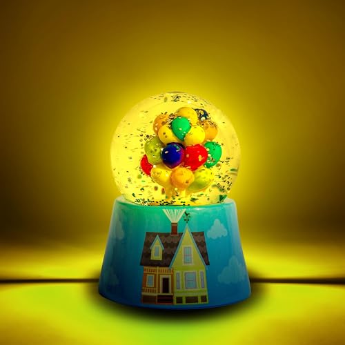 Animated Flying House Mini Snow Globe with Light-Up Swirling Glitter