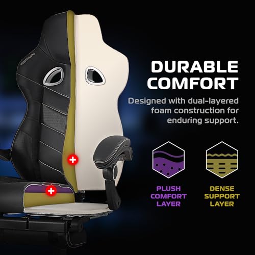 Ergonomic Gaming Chair with Footrest, Lumbar Support and 155° Recline