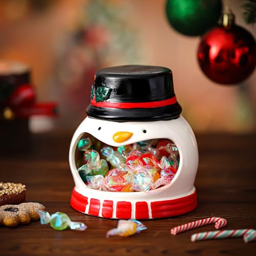 Ceramic Snowman Candy Dish 4.5 Inch - Christmas Holiday Table Decor