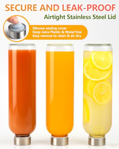Zukro 32oz Glass Water Bottles with Stainless Steel Lids – Set of 3, Leak-Proof, Reusable Drink Bottles