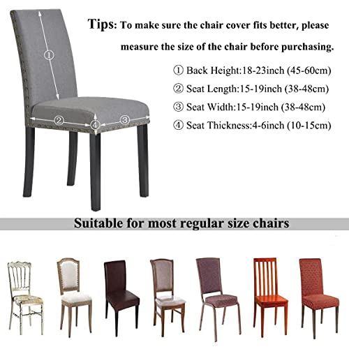 Beige Stretch Spandex Chair Covers Set of 4 for Dining Room