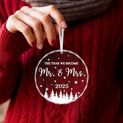 ZyraGleam White Our First Christmas Married Ornament 2025 – Wedding Keepsake for Newlyweds, Bridal Shower Gift