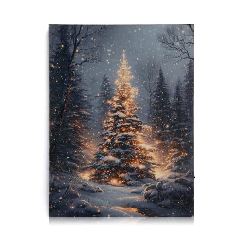 Nikky Home Lighted Christmas Tree Canvas Wall Art 16x12 Inch LED Picture