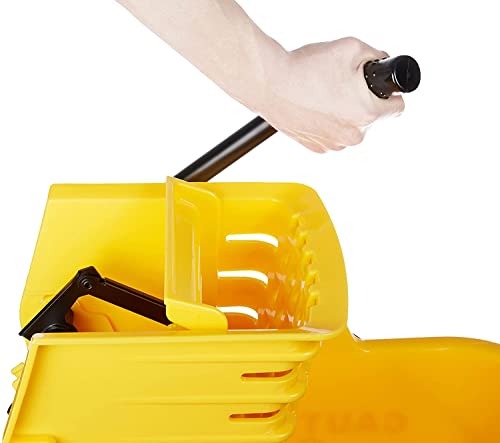 Commercial Side Press Wringer Mop Bucket on Wheels - 35 Quart, Yellow