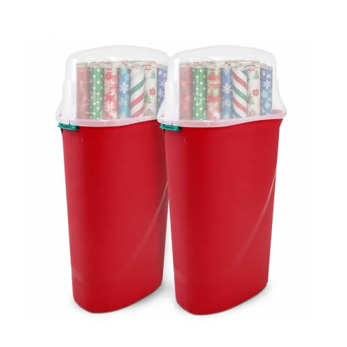 Holiday Gift Wrap Organizer 2-Pack Clear Plastic Storage Container