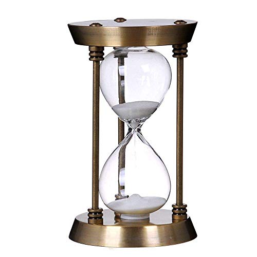 60 Minute Metal Hourglass Decorative White Sand Timer, Bronze - 60 Min (Bronze) by B BELLAWARE