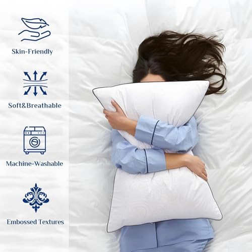 JOLLYVOGUE Standard Bed Pillows Set of 2 - Firm Down Alternative