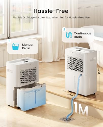 Home Dehumidifier 34 Pint for Basements and Large Rooms