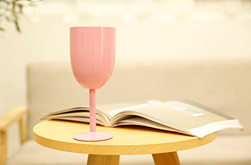 AMZUShome Light Pink 10oz Double Walled Insulated Stainless Steel Wine Glass with Lid & Straw