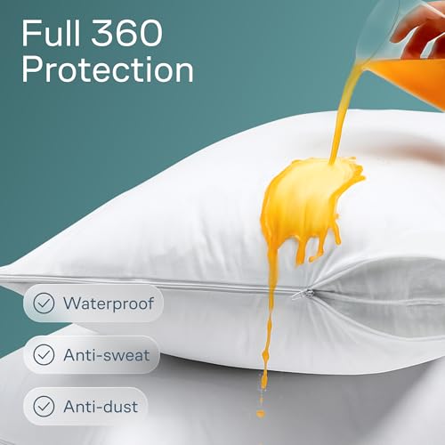 Niagara Waterproof Pillow Protectors 4-Pack - Standard Size Zipper Cover 20x26