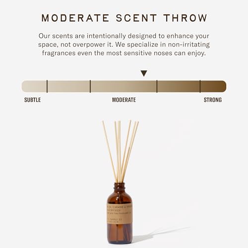 Teakwood and Tobacco Scented Reed Diffuser with Amber Glass Jar, 3.5 fl oz