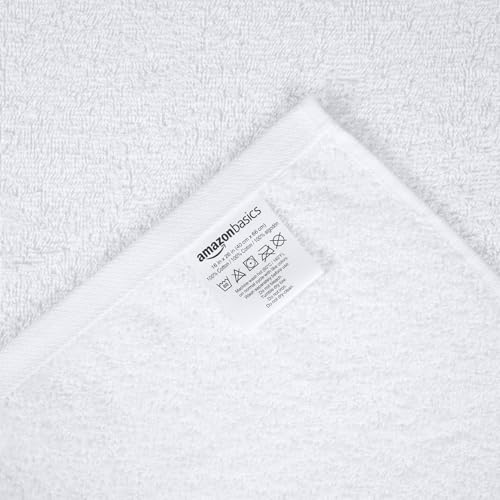 Amazon Basics Soft Cotton Hand Towels 16x26 White 12-Pack