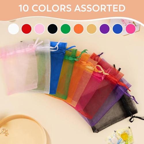 Crweety 50PCS Organza Bags 3x4 Multicolor Small Gift Bags for Jewelry