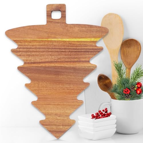 Nestle Christmas Tree Cutting Board 15.2x11.8in Acacia Wood Charcuterie Board (Brown) - Variation 1