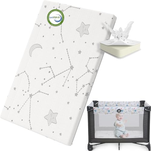 Pack and Play Mattress Topper - 38" x 26" x 1" Pad with Washable Cover