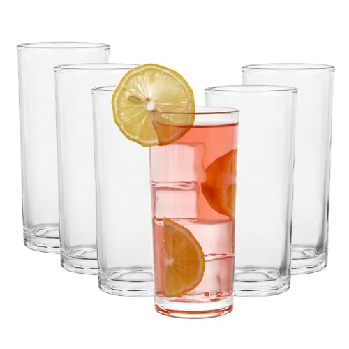 BTGLLAS Glass Set of 6 Highball Drinking Glasses 8oz for Cocktails & Water - Clear