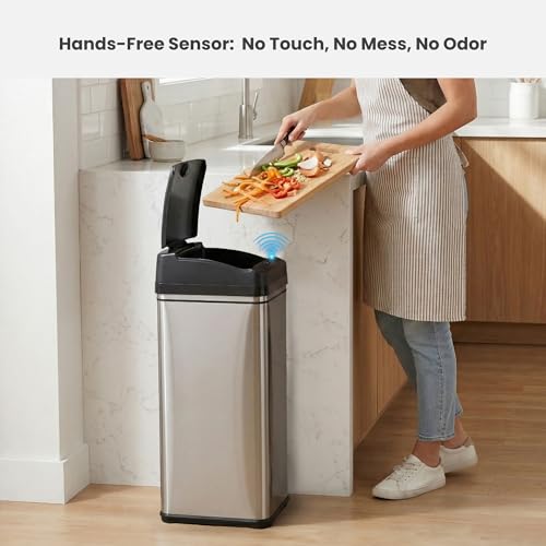 13 Gallon Sensor Trash Can with Pet Lock and Odor Filter
