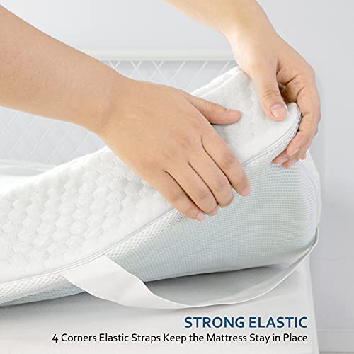 Twin XL Mattress Topper Cover - 3-4 Inch Bamboo Removable Protector