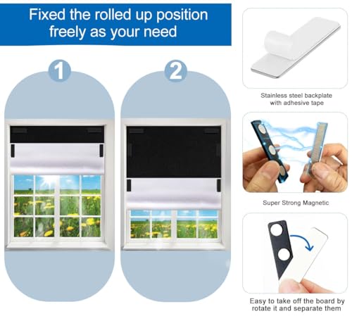 100% Blackout Magnetic Window Cover, Portable Curtain 118x57”