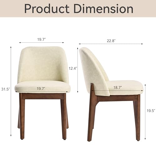 Modern Faux Leather Dining Chairs, Set of 2, Beige Upholstered Side Chairs