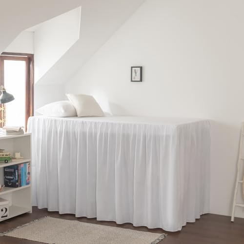 Twin XL Dorm Bed Skirt - 32 Inch Drop Extra Long Split Corner Ruffle