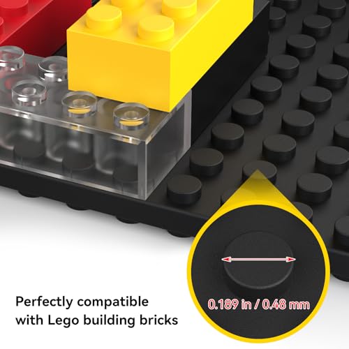 12-Pack Floating Display Shelves with Stud Baseplates for Toy Bricks, Black