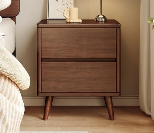 Solid Wood 2-Drawer Bedside Table, Compact Nightstand for Small Spaces