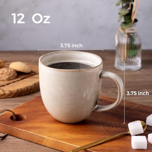 AmorArc 12oz Ceramic Coffee Mug Set of 6 - Cappuccino & Latte Cups, Dishwasher & Microwave Safe