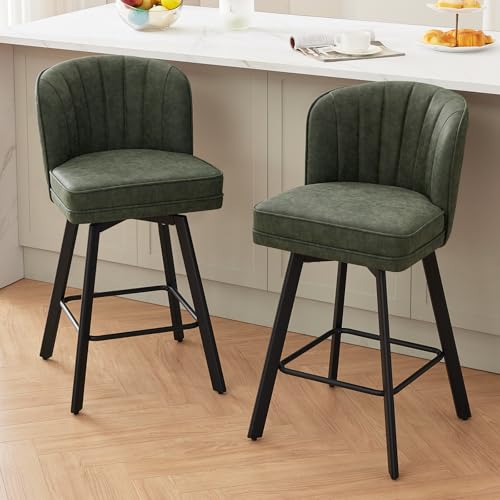 26-Inch Swivel Counter Height Bar Stools with Backs, Set of 2