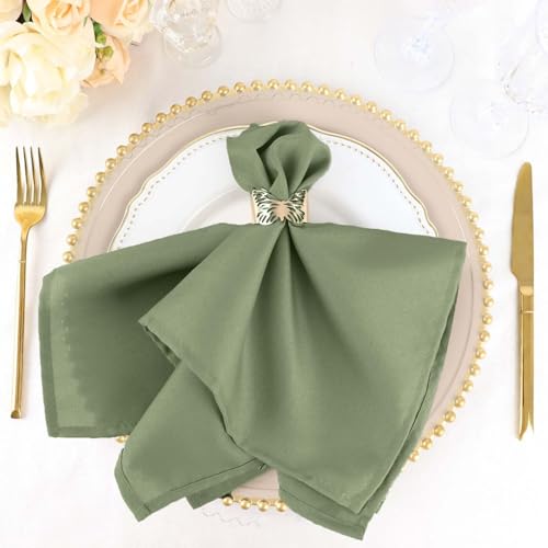 17x17 Inch Polyester Cloth Dinner Napkins - Dusty Sage Green, Set of 100