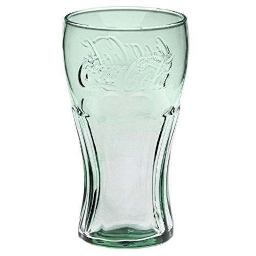 Classic Contour Drinking Glass, Georgia Green Embossed Glassware, 17.2oz
