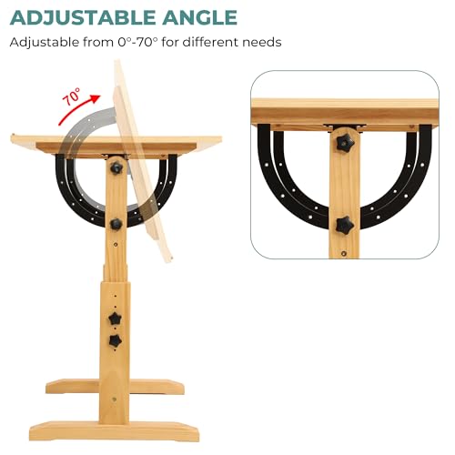 Adjustable Pine Wood Drafting Table 24" x 35" - Art & Drawing Desk