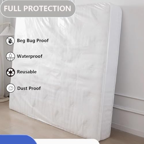 SANEMBER Queen Mattress Bag for Moving & Storage, Clear Plastic Cover