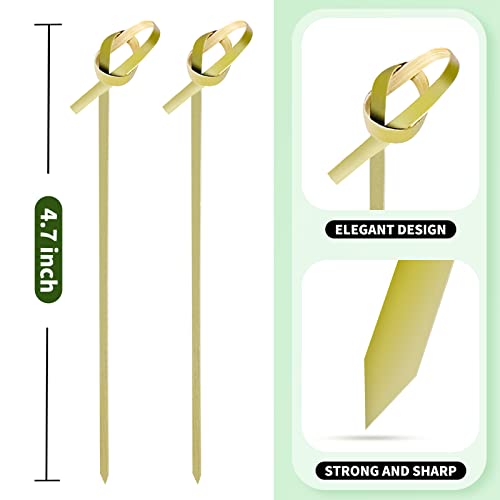 200PCS Bamboo Cocktail Picks - 4.7 Inch Knot Skewers for Appetizers