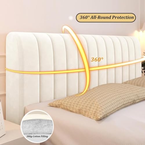 Velvet Bed Headboard Cover - Quilted Slipcover for Full to Cal King
