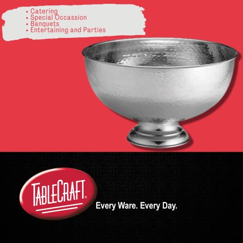 Hammered Stainless Steel Pedestal Punch Bowl, 3.4 Gallon Large Serving Bowl