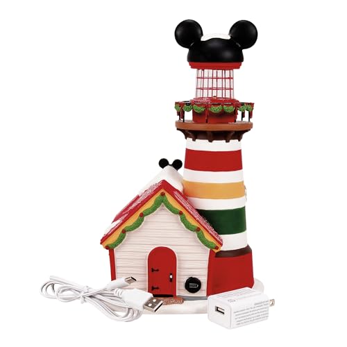 Light-Up Christmas Village Lighthouse Figurine - Hand-Painted Tabletop Decor